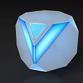 Modern Geometric Polyhedron With Blue Illumination And White Faceted Surface