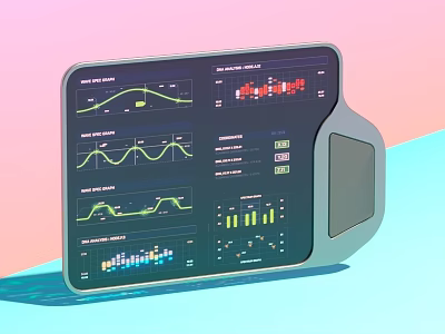 Modern Computer Screen Displaying Multiple Data Visualization Charts And Graphs 3d model