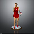 Stylish Red Tennis Dress For Female Figure With Racket On White Base