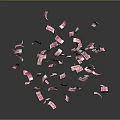 Pink Colored Confetti Pieces Floating Scattered On Dark Black Background 3d model