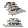 Modern Kids Bed With Soft Mattress Side Tables Plush Toys And Play Cart
