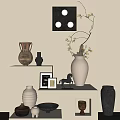 Modern Interior Decor With Ceramic Vases Pottery Jar Metal Horse And Wall Art