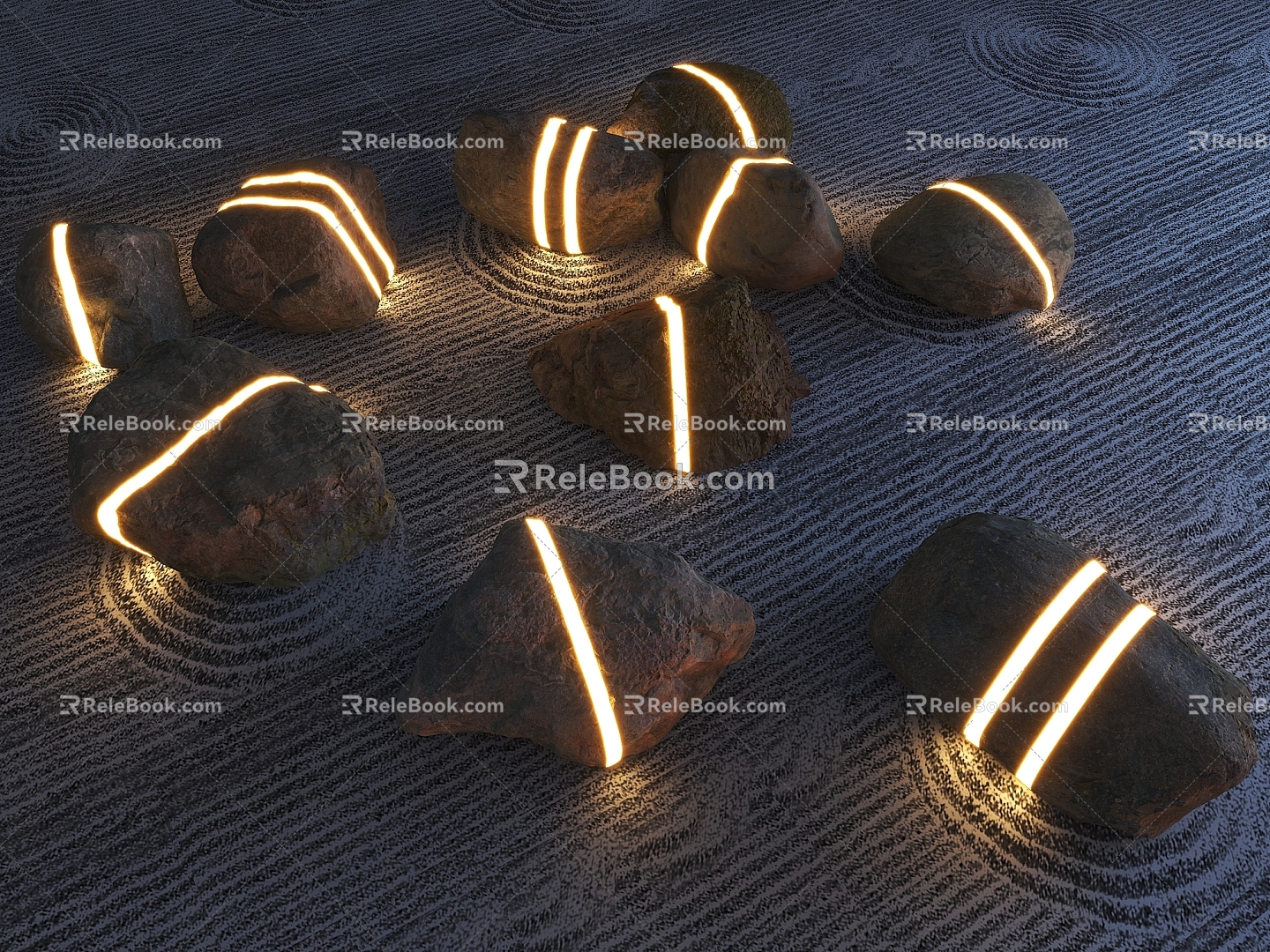 Stone lamp turf lamp landscape stone courtyard stone garden stone block stone lamp courtyard sketch stone 3d model