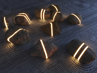 Stone lamp turf lamp landscape stone courtyard stone garden stone block stone lamp courtyard sketch stone 3d model