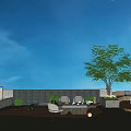 Beautiful Rooftop Garden With Starry Sky Green Trees And Comfortable Seating Area