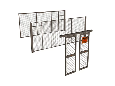 Metal Mesh Fence and Gate Structure with Frame and Locking System 3d model