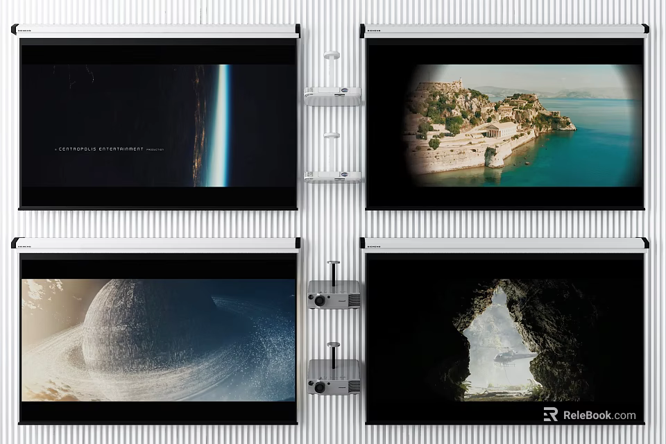 Projection Monitoring System With Multiple Screens Displaying Various Scenes 3d model 