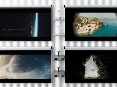 Projection Monitoring System With Multiple Screens Displaying Various Scenes 3d model
