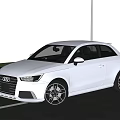 White Audi Car Parked On Road With Scenic Mountain Background Outdoor View