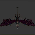 Mythical Dragon Creature Model With Purple Wings And Skeletal Structure