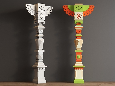 European-style column railing column wooden column 3d model