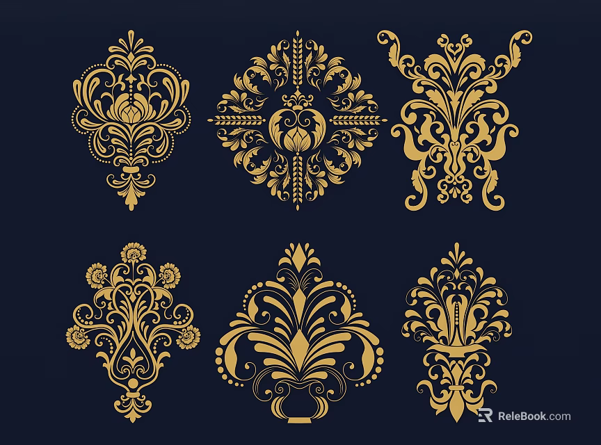Ornate Gold Wall Decor With Intricate Floral Patterns And Decorative Elements 3d model