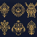 Ornate Gold Wall Decor With Intricate Floral Patterns And Decorative Elements 3d model