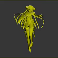 Fantasy Female Character With Silver White Twintails Yellow Floral Hairpieces And Transparent White Gold Outfit