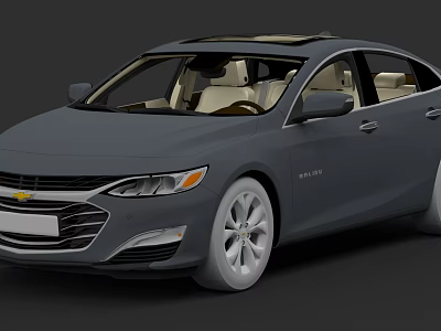 Modern Gray Chevrolet Malibu Sedan Exterior With Sunroof And Beige Interior 3d model
