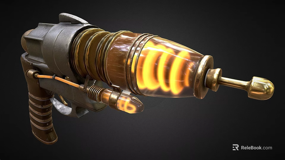 Futuristic Sci Fi Weapon Featuring Glowing Yellow Spiral And Transparent Chamber 3d model 