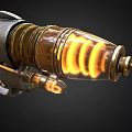 Futuristic Sci Fi Weapon Featuring Glowing Yellow Spiral And Transparent Chamber