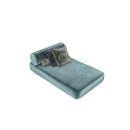 Teal Velvet Chaise Lounge With Multiple Decorative Pillows And Luxury Design