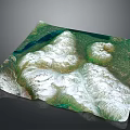 3D Map Displaying Natural Landscape With Snowy Mountains And Green Vegetation Valleys