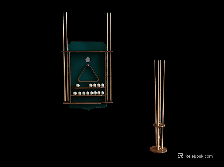 Elegant Modern Console Table with Green Top Golden Metal Frame and Billiard Decor 3d model 