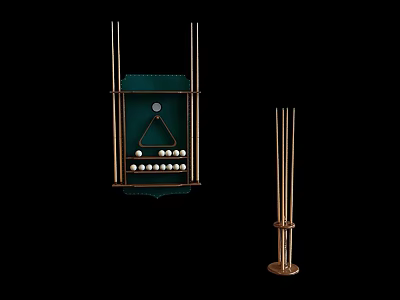 Elegant Modern Console Table with Green Top Golden Metal Frame and Billiard Decor 3d model