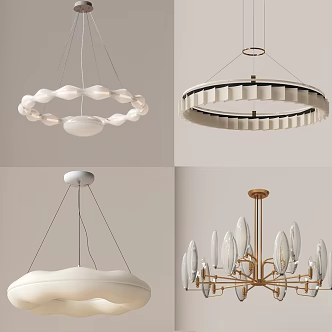 Modern Cream Wind Chandelier 3d model