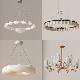 Modern Cream Wind Chandelier 3d model