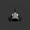 Cute Cartoon Style Black And White Fish 3D Model With Large White Eyes