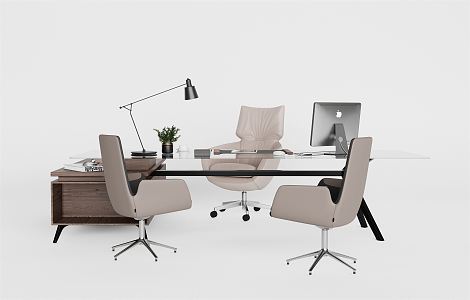 modern office desk and chair 3d model