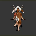 Two Anthropomorphic Deer Characters Holding Hands With White Antlers Brown Fur And Red Shirt