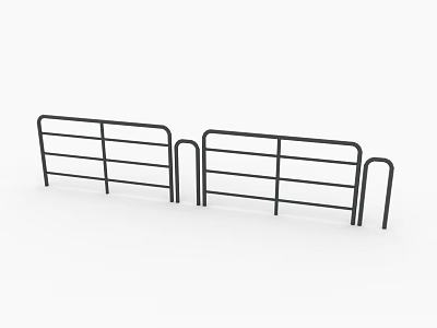 Black Metal Safety Railings With Horizontal Bars And Vertical Supports 3d model