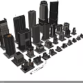 Modern Skyscraper Architectural Models With Various Heights And Urban Design Elements 3d model