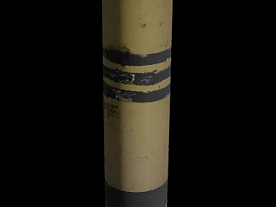 Beige Cylindrical Object With Black Horizontal Stripes And Worn Surface 3d model