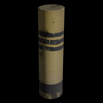 Beige Cylindrical Object With Black Horizontal Stripes And Worn Surface 3d model