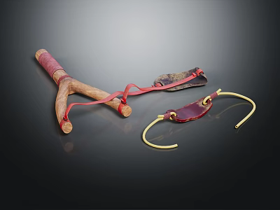 Traditional Handmade Tools With Leather Straps Wooden Handles And Metal Hooks 3d model