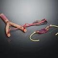 Traditional Handmade Tools With Leather Straps Wooden Handles And Metal Hooks