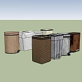 Various Decorative Trash Bins With Different Materials And Designs For Home Use 3d model