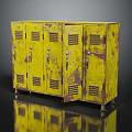 Yellow Rusty Metal Locker With Numbered Doors And Rust Spots For Hardware Tools Storage 3d model