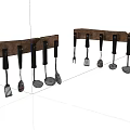 Wooden Entryway Side Cabinet With Hanging Rack Holding Forks Spoons And Spatulas