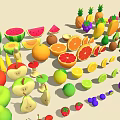 Variety of Colorful Fruits Including Whole and Sliced Options Like Watermelon Banana Apple and More