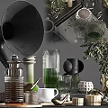 Stylish Decorative Ornament Set With Olive Branch Vases Candles And Glass Containers