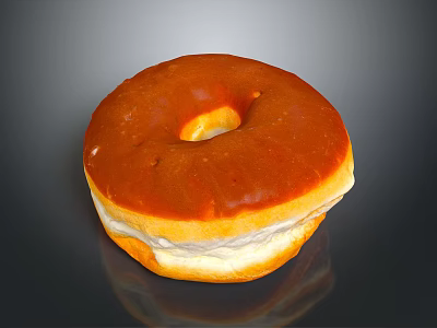 Delicious Golden Glazed Donut With Cream Filling And Smooth Surface 3d model