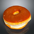 Delicious Golden Glazed Donut With Cream Filling And Smooth Surface