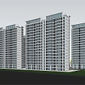 Modern High Rise Residential Buildings With Sleek Glass Facades Green Trees And Road