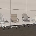 Modern Office Chairs With Different Light Color Designs And Metal Frames On Wooden Floor