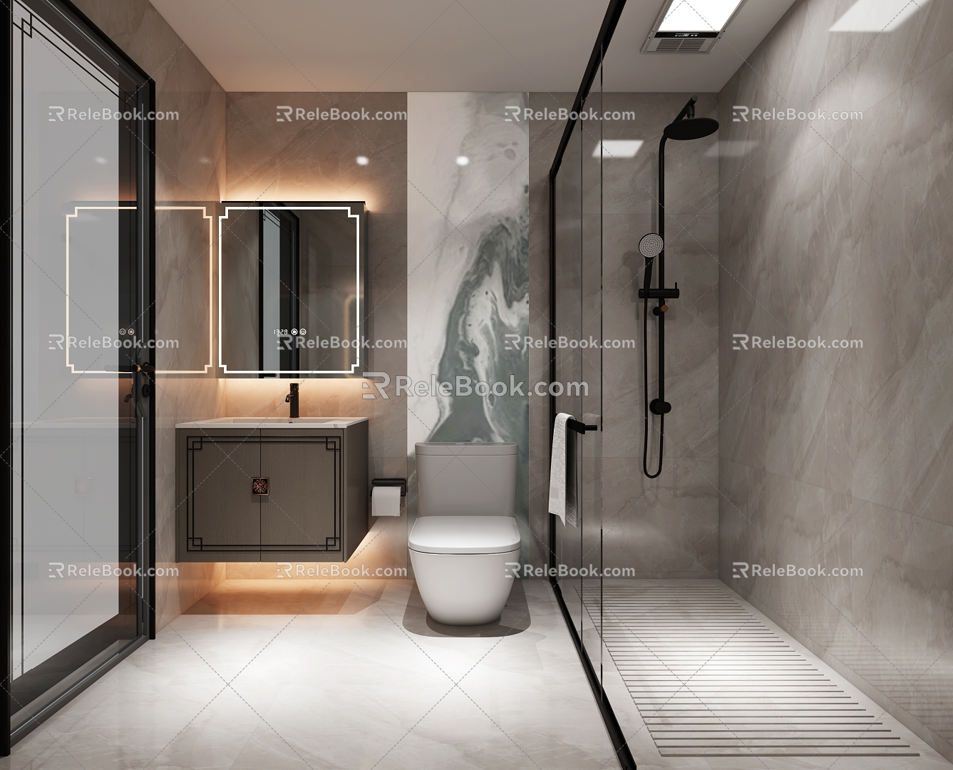 New Chinese Style Huizhou Hotel Hotel Toilet 3d model