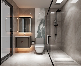 New Chinese Style Huizhou Hotel Toilet 3d model