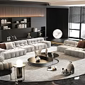 Modern L Shaped Sofa Coffee Table Combination With Round Coffee Tables And Area Rug