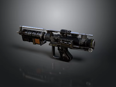 Futuristic Sci Fi Weapon with Metallic Mechanical Structure and Detailed Components Design 3d model