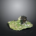 Natural Green And White Rock Formation With Textured Surface And Dark Accents